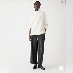 NWT J.Crew Cashmere Cotton-blend ribbed turtleneck sweater Ivory Oversized XS